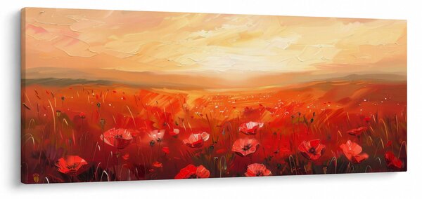 Obraz - Pole vlčích makov (120x50 cm)