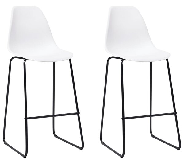 Barové stoličky 2 ks, biele, plast