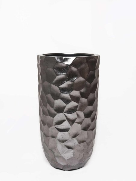 Luxusný kvetináč AMOLAR, sklolaminát, horný priemer 41 cm x výška 75 cm, strieborný