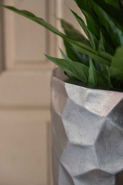 Luxusný kvetináč AMOLAR, sklolaminát, horný priemer 41 cm x výška 75 cm, strieborný