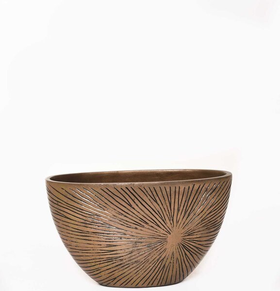 Okrasný kvetináč CHANTANT, sklolaminát, hĺbka 37 cm, zlato-čierny