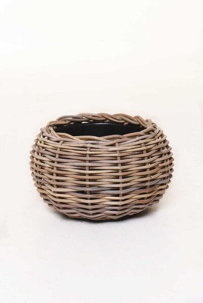 Prírodný kôš na rastliny PALLA, ratan, priemer 29 cm, natur