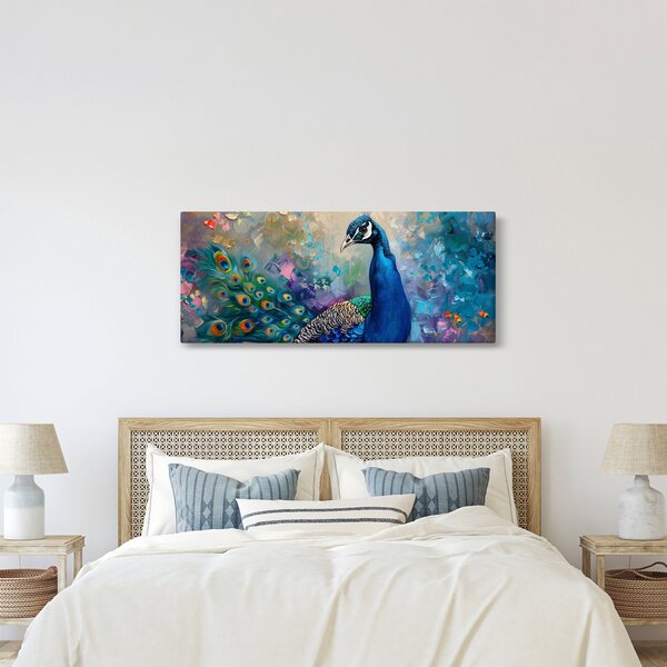 Obraz - Maľba páva (120x50 cm)