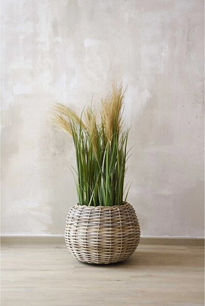 Prírodný kôš na rastliny PALLA, ratan, priemer 45 cm, natur