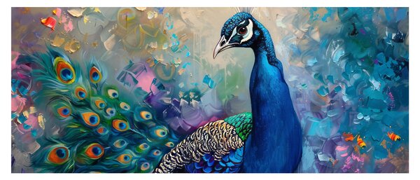 Obraz - Maľba páva (120x50 cm)