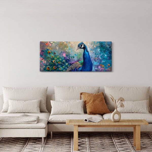 Obraz - Maľba páva (120x50 cm)
