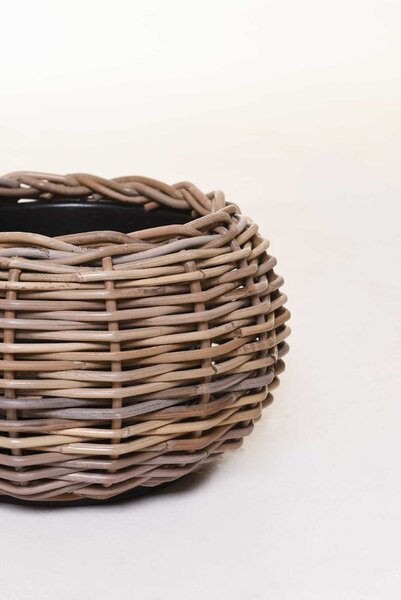 Prírodný kôš na rastliny PALLA, ratan, priemer 29 cm, natur
