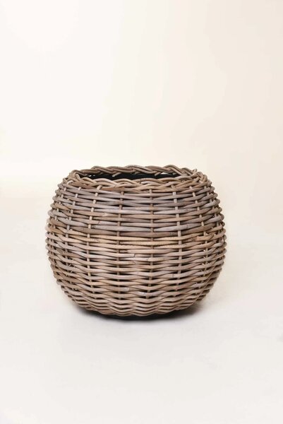 Prírodný kôš na rastliny PALLA, ratan, priemer 45 cm, natur