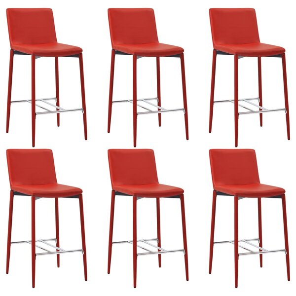 Barové stoličky 6 ks, červené, umelá koža