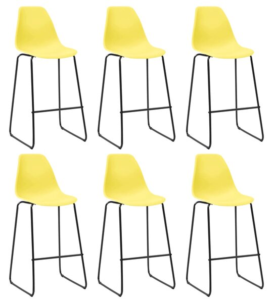 Barové stoličky 6 ks, žlté, plast