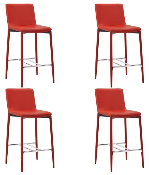 Barové stoličky 4 ks, červené, umelá koža