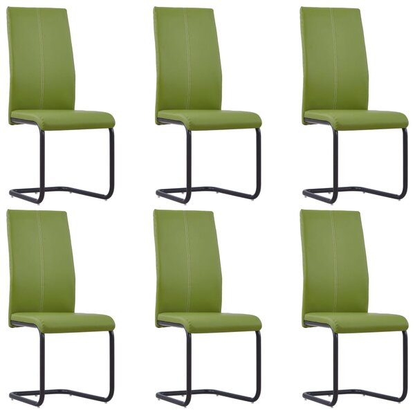 Jedálenské stoličky, perová kostra 6 ks, zelené, umelá koža