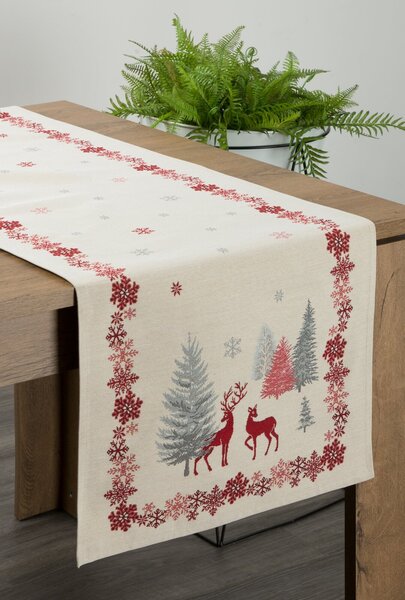 VIANOČNÝ GOBELÍNOVÝ OBRUS NOEL 45X140 CM VZOROVANÝ