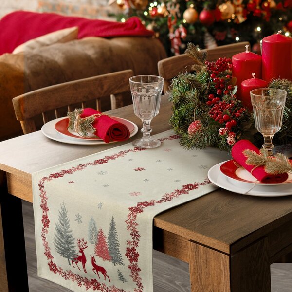 VIANOČNÝ GOBELÍNOVÝ OBRUS NOEL 45X140 CM VZOROVANÝ