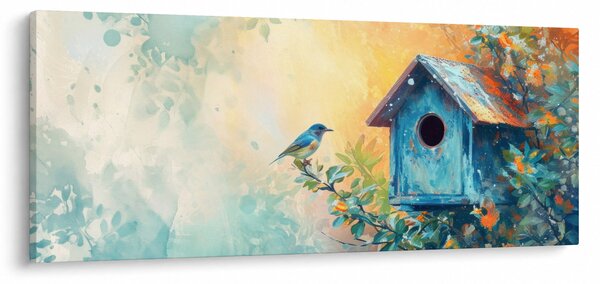 Obraz - Vtáčia búdka, akvarel (120x50 cm)