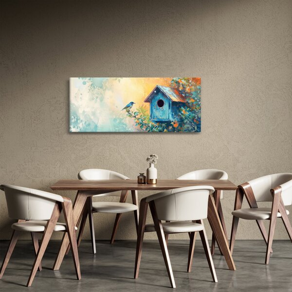 Obraz - Vtáčia búdka, akvarel (120x50 cm)