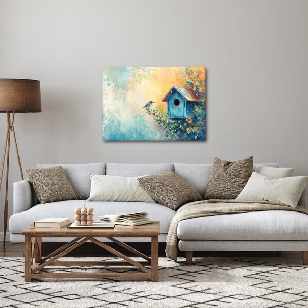 Obraz - Vtáčia búdka, akvarel (70x50 cm)