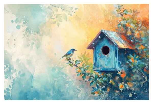 Obraz - Vtáčia búdka, akvarel (90x60 cm)