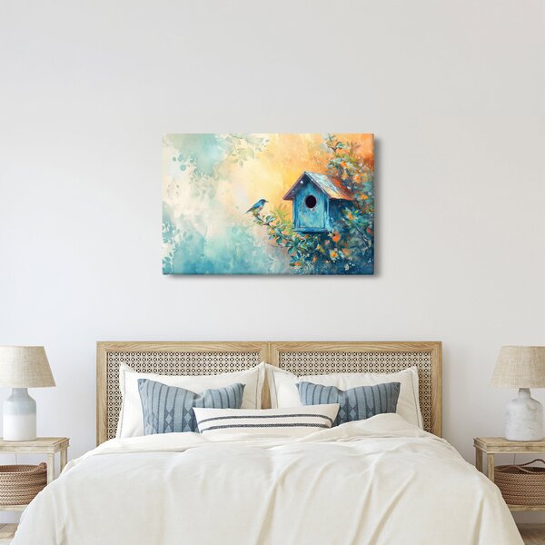 Obraz - Vtáčia búdka, akvarel (90x60 cm)