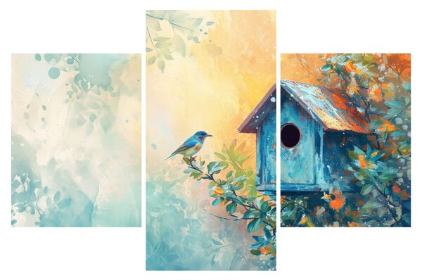 Obraz - Vtáčia búdka, akvarel (90x60 cm)
