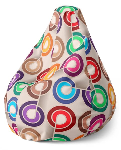 Sablio Sedací vak Pear Farebné špirály - 70 x 95 x 15 cm