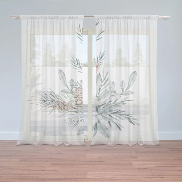 Sablio Vianočné záclony Zimná kytica: 2ks 150x250cm