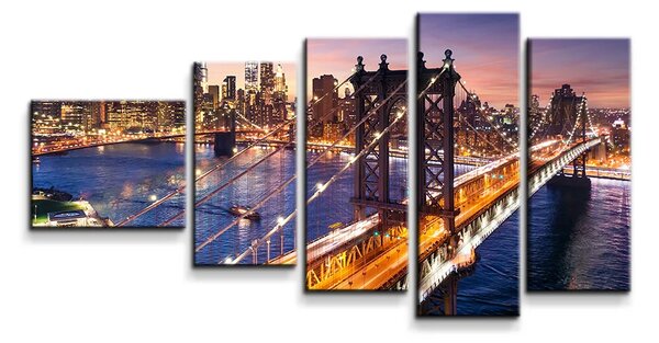 Sablio Obraz - 5-dílný Most v New Yorku - 100x60 cm