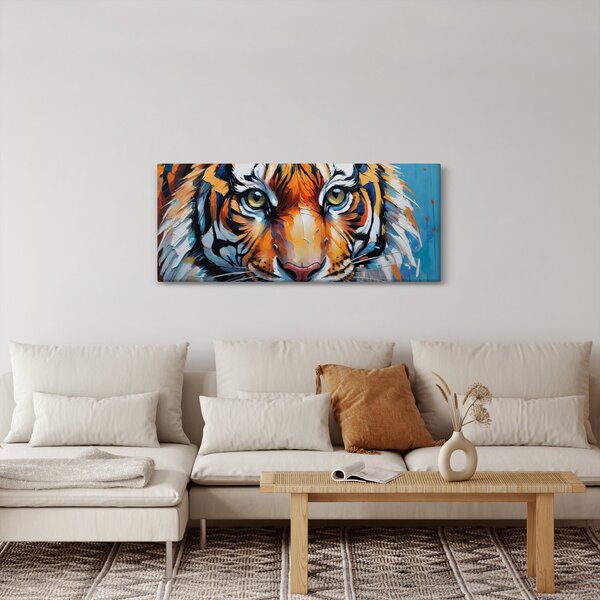 Obraz - Pohľad tigra, maľba (120x50 cm)