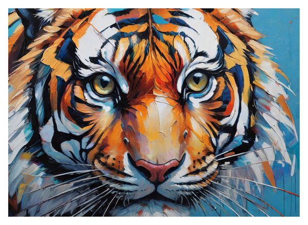 Obraz - Pohľad tigra, maľba (70x50 cm)