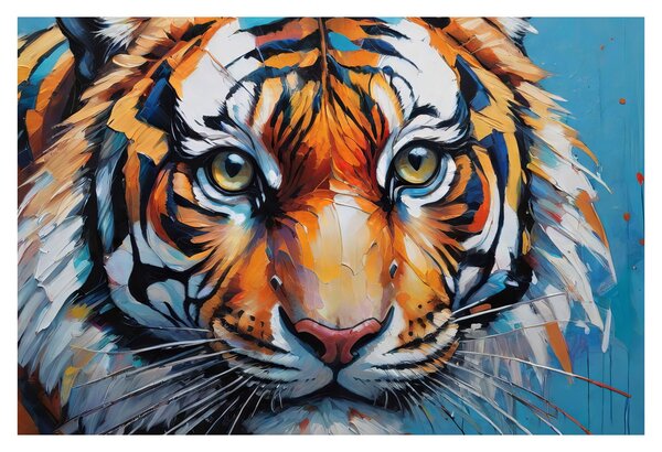 Obraz - Pohľad tigra, maľba (90x60 cm)