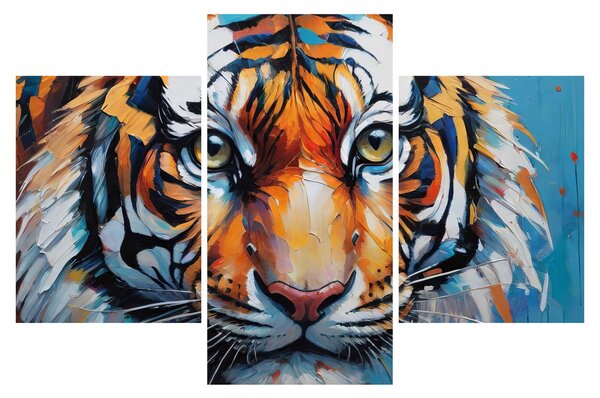 Obraz - Pohľad tigra, maľba (90x60 cm)