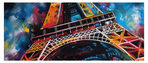 Obraz - Maľba Eiffelovej veže II. (120x50 cm)