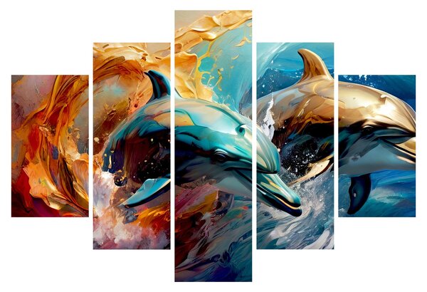 Obraz - Maľba delfínov (150x105 cm)