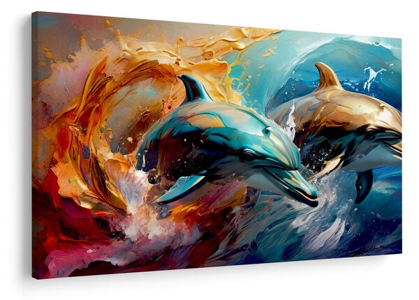 Obraz - Maľba delfínov (90x60 cm)