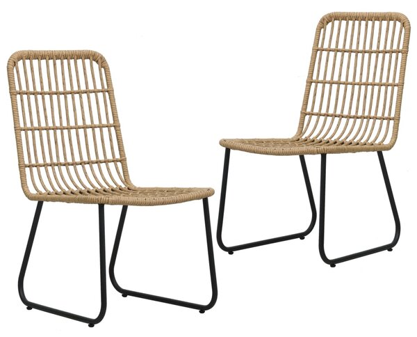 Záhradné stoličky 2 ks, polyratan, dubová farba