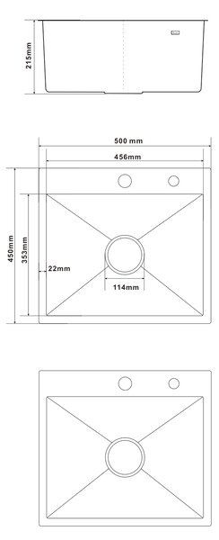 Erga HD, 1-komorový oceľový drez 500x450x210 mm, grafitová, ERG-MLS-HD5045B