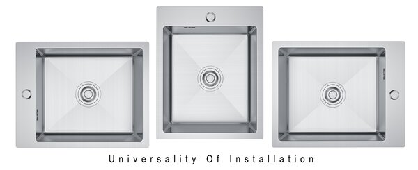 Erga HD, 1-komorový oceľový drez 400x500x210 mm, oceľová, ERG-MLS-HD4050