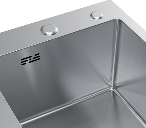 Erga HD, 1-komorový oceľový drez 580x480x210 mm, pravý, oceľová, ERG-MLS-HD5848R