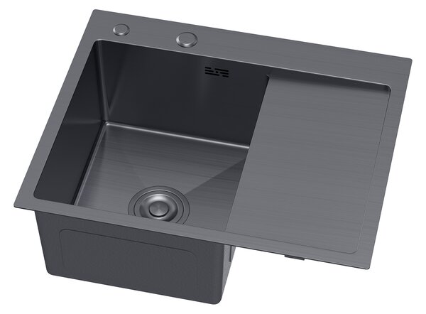 Erga HD, 1-komorový oceľový drez 580x480x210 mm, pravý, grafitová, ERG-MLS-HD5848RB