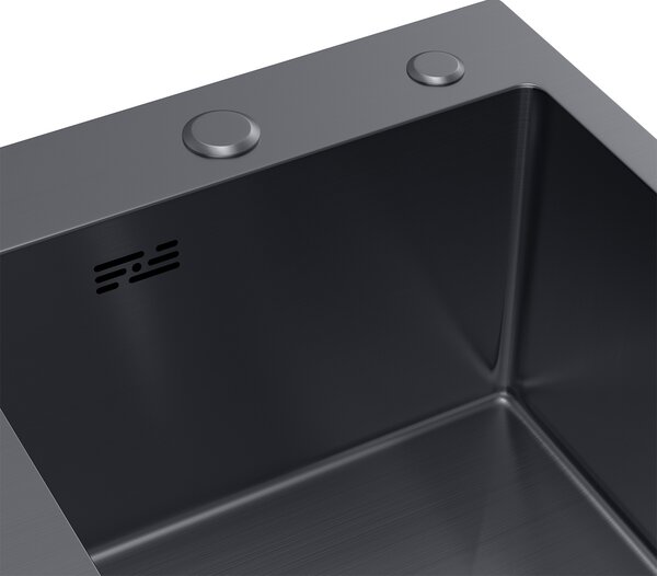 Erga HD, 1-komorový oceľový drez 580x480x210 mm, pravý, grafitová, ERG-MLS-HD5848RB
