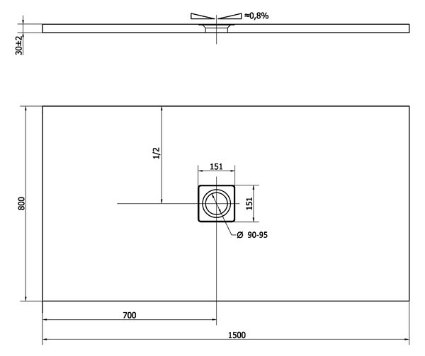 Polysan Polysan, FLEXIA sprchová vanička z liateho mramoru s možnosťou úpravy rozmeru 150x80x3cm, 72901