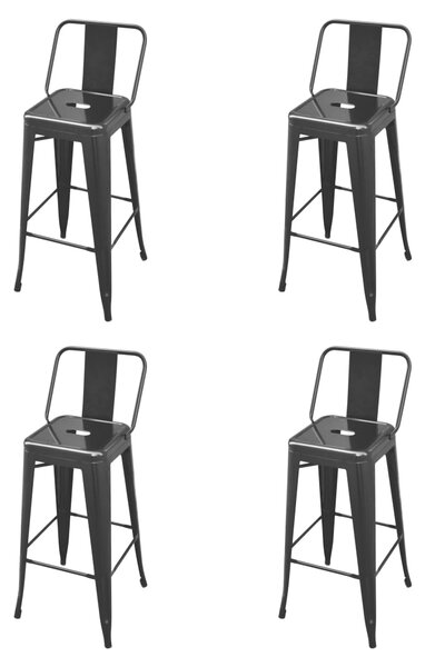Barové stoličky 4 ks, čierne, oceľ