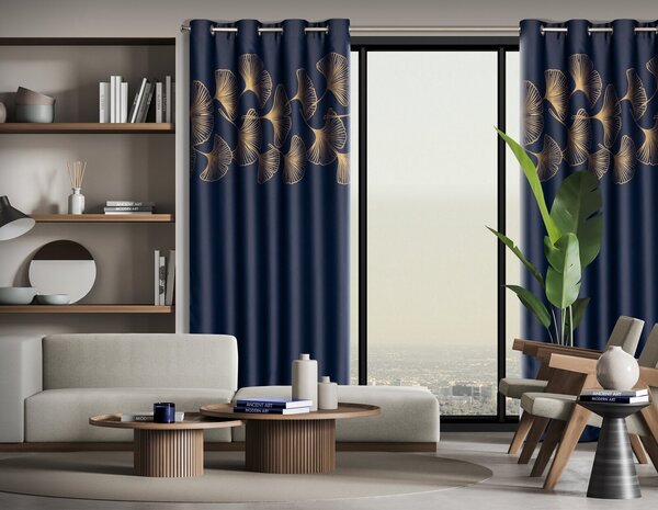 ZATEMŇOVACÍ ZÁVES NA KRÚŽKOCH HARMONY 140X250 CM NÁMORNÍCKA MODRÁ