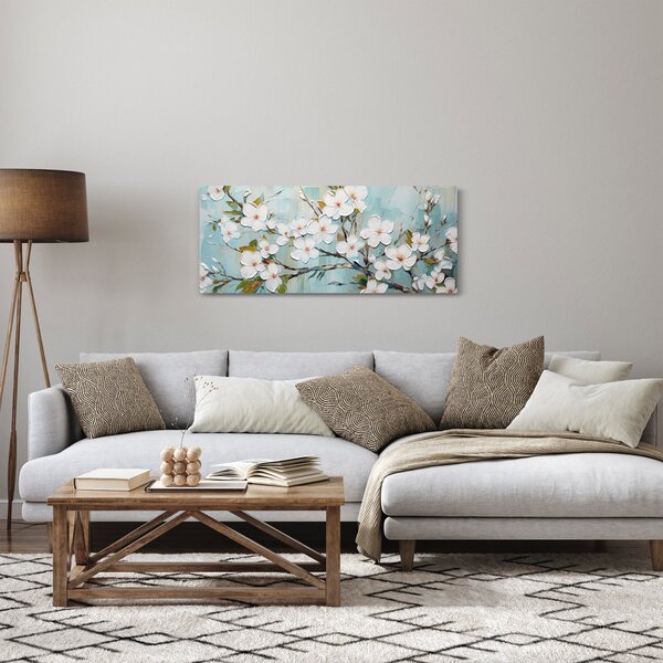 Obraz - Maľba, kvitnúce vetvy stromu (120x50 cm)