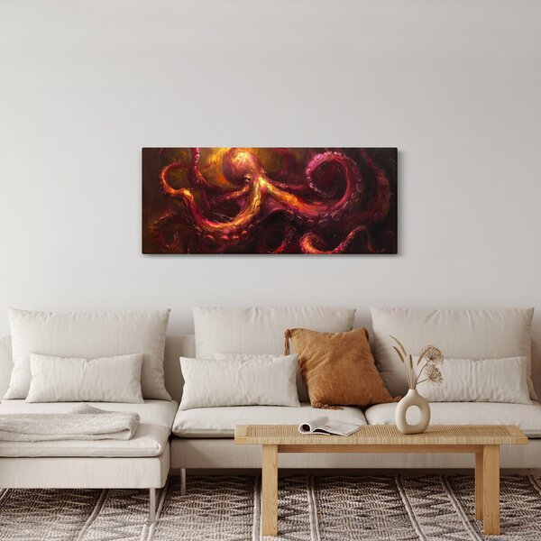 Obraz - Chobotnica, olejomaľba (120x50 cm)