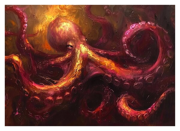 Obraz - Chobotnica, olejomaľba (70x50 cm)
