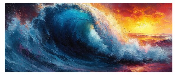 Obraz - Vlna v západu slnka (120x50 cm)