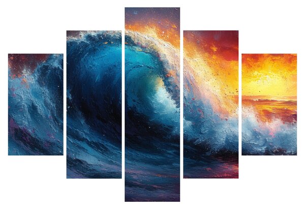Obraz - Vlna v západu slnka (150x105 cm)