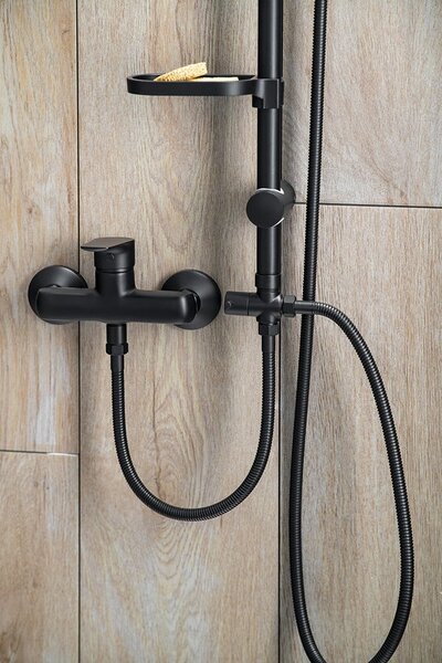 Aqualine Aqualine, KERA sprchový stĺp s pripojením na batériu, čierna, SL435