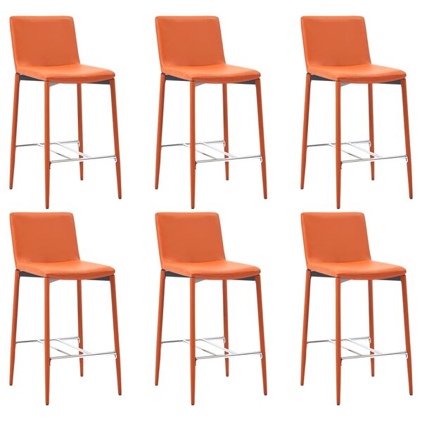 Barové stoličky 6 ks, oranžové, umelá koža